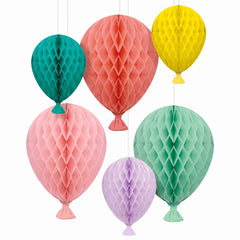 Colorful Balloon-Shaped Honeycomb Decorations - 6 Pack