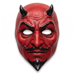 Devil Sculpted Full Mask with Horns - Red and Black Halloween Accessory