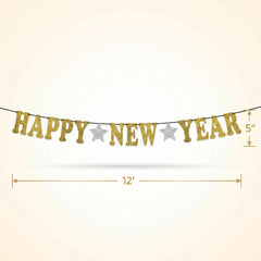 Glitter Gold Happy New Year Banner Decoration