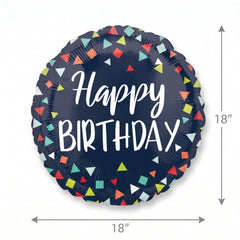 Colorful Confetti Happy Birthday Mylar Balloon - 18 Inch