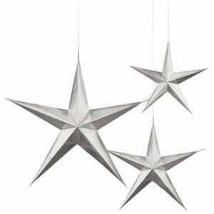 Silver 3D Hanging Star Decorations