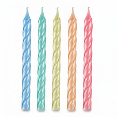 Pastel Pearlized Spiral Birthday Candles, 3.2-in, 12-Pack