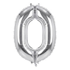 Silver Foil Number 0 Balloon