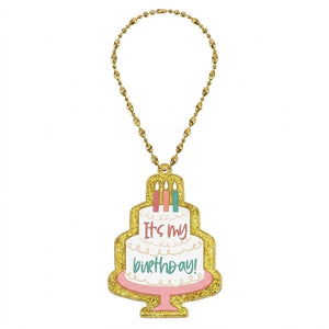 Happy Cake Day Beaded Necklace with Birthday Cake Pendant