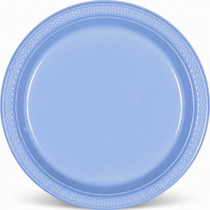 Pastel Blue 7" Round Plastic Plates - Pack of 20