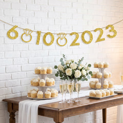Customizable Glitter Gold Wedding Banner Kit