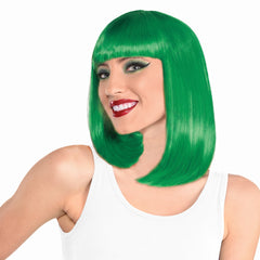 Festive Green Long Bob Wig - Costume Accessory
