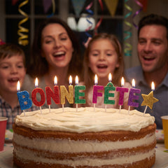 Bonne Fête Glitter Birthday Candle Picks - 10 pcs