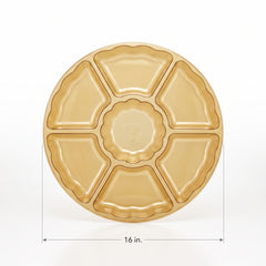Elegant Scalloped Gold Plastic Chip and Dip Tray - 16"