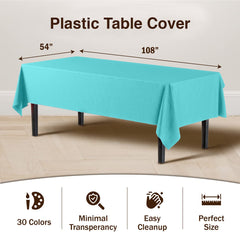 Aqua Blue Plastic Table Cover | Case of 48 - 54 In. x 108 In.