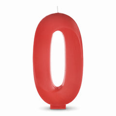 Vibrant Red Number 0 Molded Birthday Candle, 5.25-Inch