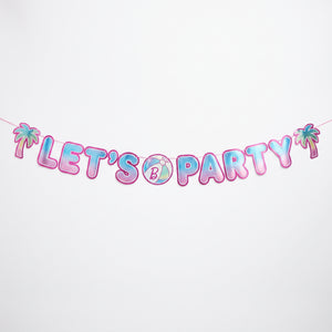 Malibu Barbie Metallic Pastel "Let's Party" Letter Banner