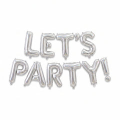 Silver Metallic "LET'S PARTY" Foil Balloon Banner