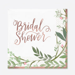 Floral Greenery "Bridal Shower" Beverage Napkins - 16 Pack - 5 In. X 5 In.