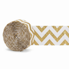Gold Chevron Crepe Streamer - 81ft, Chic Party Decoration