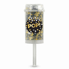 "Pop!" Metallic Confetti Poppers - Black, Gold & Silver, 2-Pack
