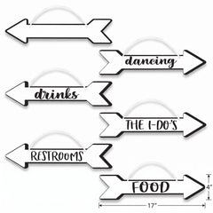Elegant Wedding Directional Arrow Signs - Black & White, 6-Pack