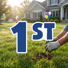 Blue "ST" Lawn Sign for Birthdays