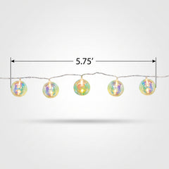 Iridescent Globe LED String Lights - 10 Battery-Powered Lights
