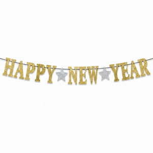 Glitter Gold Happy New Year Banner Decoration