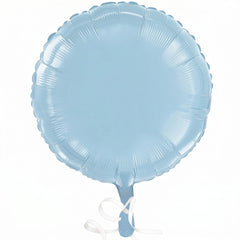 Pastel Blue Foil Balloon 18 Inch Round - Self-Sealing Light Blue Mylar Balloon with Ribbon for Baby Shower, Gender Reveal, Birthday Party Decorations