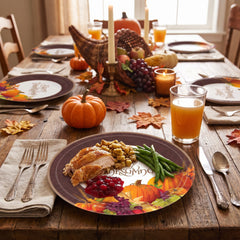 Festive Thanksgiving Harvest Paper Plates - 8.75"
