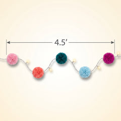 Vibrant Pom-Pom LED String Lights - 5 ft, 10 Colorful LEDs