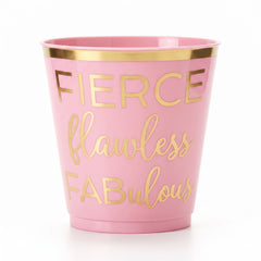 "Fierce, Flawless, Fabulous" Pink Plastic Party Cups, 9 oz, 30 Pack
