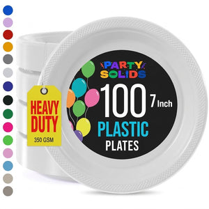 7 in. White Plastic Plates | 100 Count