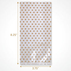 Gold Polka Dot Favor Bags with Bows - 12 Pack