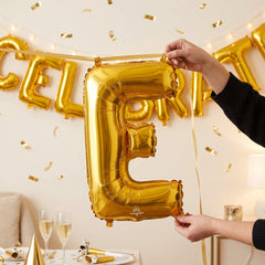 Metallic Gold Letter E Balloon - Foil Super Shape