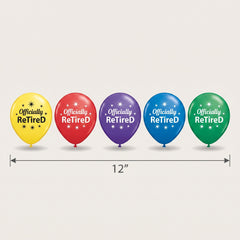 "Officially Retired" Latex Balloons - Multicolor, 12" - 15 Pack