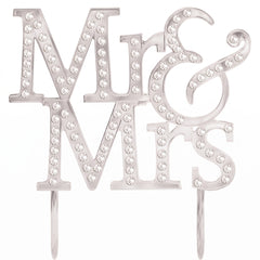 "Mr & Mrs" Rhinestone Wedding Cake Topper, Silver