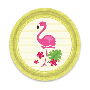 Flamingo Stripes 8.75" Round Paper Plates