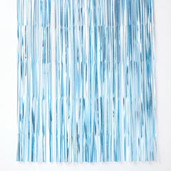 Glittering Blue Tinsel Door Curtain Backdrop