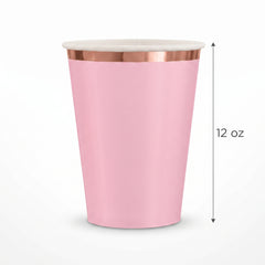 Elegant Rose Gold Trim 12oz Paper Cups