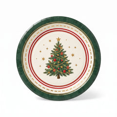 Elegant Evergreen Christmas Paper Plates, 7-Inch, 18-Count
