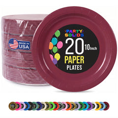10 In. Burgundy Paper Plates - 20 Ct.