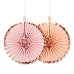 Elegant Rose Gold Paper Parasol Fan Decoration - 5 Pack