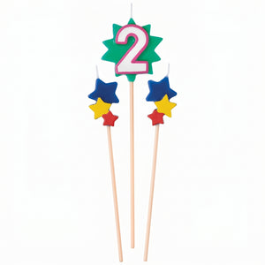 Star Birthday Candle Set with Number 2