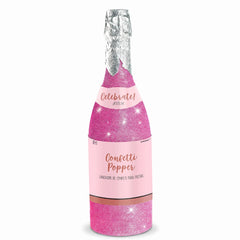 "Team Bride" Pink Glitter Champagne Bottle Confetti Popper