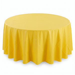 Yellow Sunshine Round Flannel Backed Table Cover - 84"