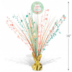 Happy Cake Day Metallic Tinsel Spray Centerpiece