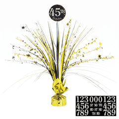 Sparkling Celebration Customizable Birthday Spray Centerpiece, Black/Gold/Silver - 17"