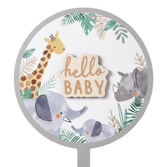 Soft Jungle "Hello Baby" MDF Lawn Sign for Baby Showers