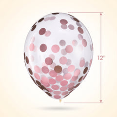 Metallic Pink Confetti Latex Balloons, 12-Inch, 6-Pack for Celebrations