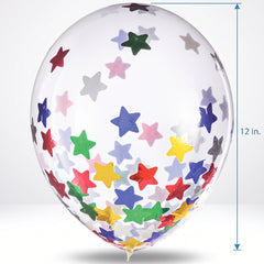 Starry Confetti Latex Balloons - 12" Multicolor, Pack of 6