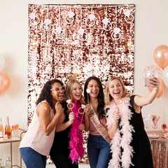 Blush Paillettes Wedding Backdrop with Sequin Accents