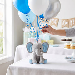 Elephant Plush Balloon Weight with Blue Accents