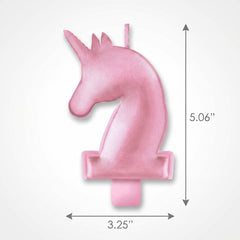 Enchanted Unicorn Wax Birthday Candle - Sparkling Pink